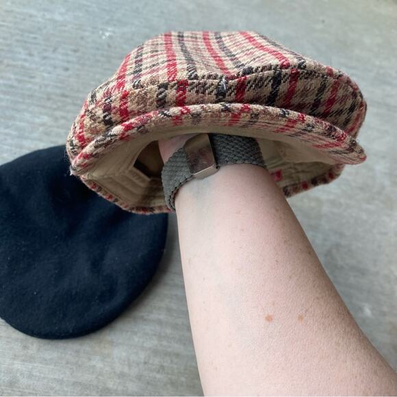Lot of 2 paperboy hats docker black and red and tan plaid Burton hat vintage - Picture 3 of 12